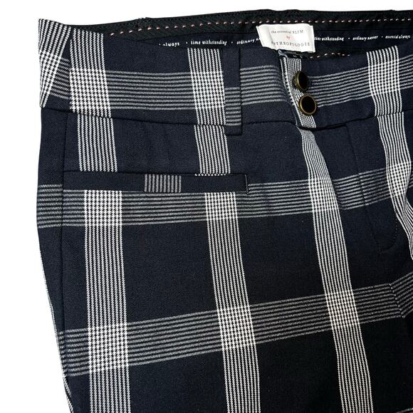 Anthropologie The Essential Slim Trousers  black plaid Pants Size 6 - Picture 5 of 9